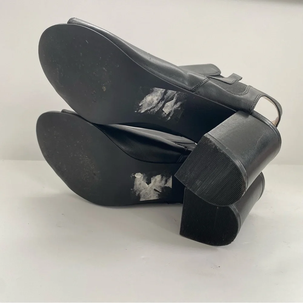 Cole Haan Basel Shootie II Platform Bootie Black Cutout Heel Vegan Leather 9.5B